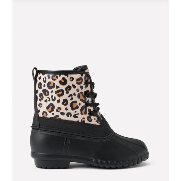 FabKids Leopard Print Snow Boots - Girls Size 3 - Picture 3 of 4